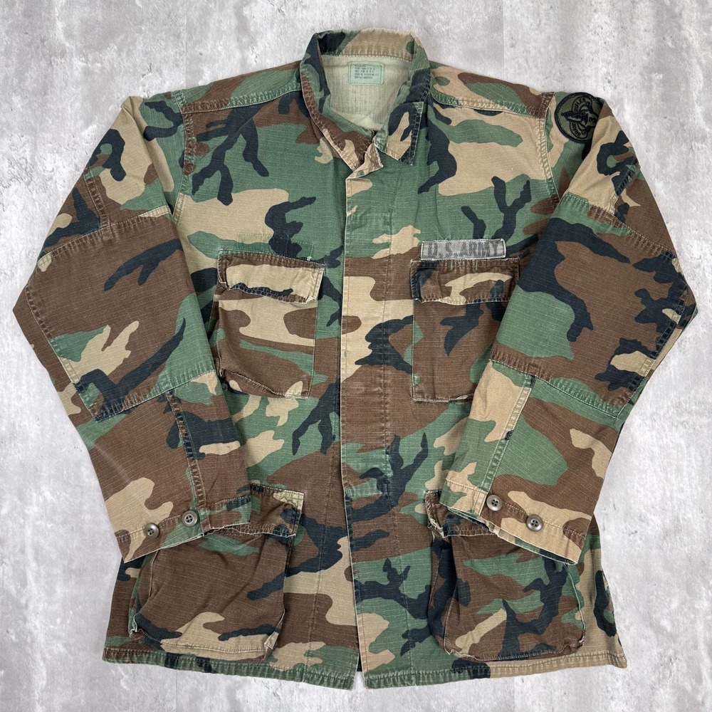 Vintage U.S. Army BDU‎ Jacket Mens Medium Long Woodland Camo Hot Weather 90s